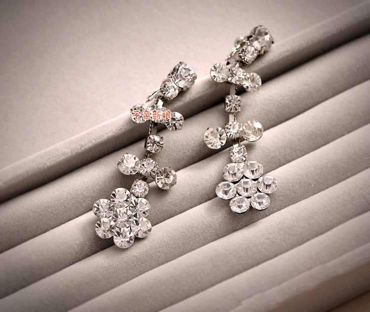 Luxury Wedding Bridal Accessories Flower Crystal Princess Tiara Necklace Earrings Sets