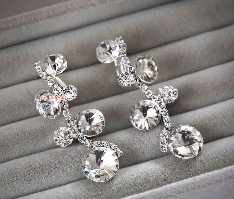 Luxury Wedding Bridal Accessories Rhinestone Crystal Elegant Tiara Necklace Earrings Sets