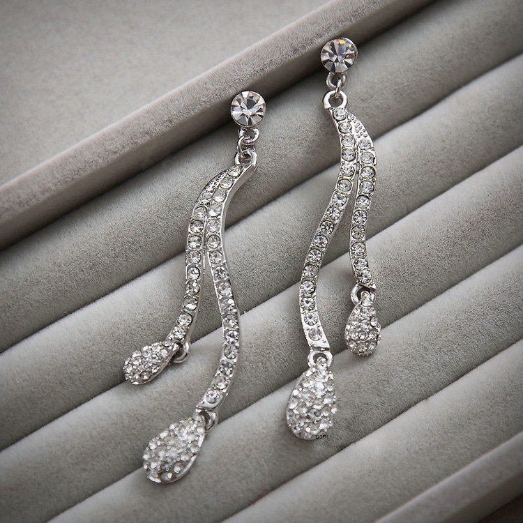Luxury Wedding Bridal Accessories Water drops Diamond Crystal Necklace Earrings Sets