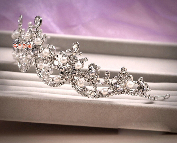 Luxury Wedding Bridal Jewelry Classic Flower Pearl Crystal Tiara Necklace Earrings Sets