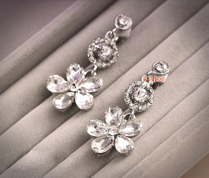 Luxury Wedding Bridal Jewelry Classic Flower Pearl Crystal Tiara Necklace Earrings Sets