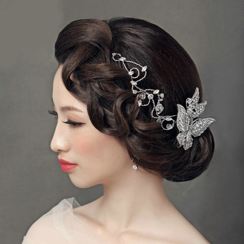 Luxury Wedding Headdress Jewelry Butterfly Crystal Bridal Headband Rhinestone Hair Accessories