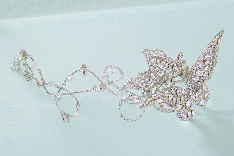 Luxury Wedding Headdress Jewelry Butterfly Crystal Bridal Headband Rhinestone Hair Accessories