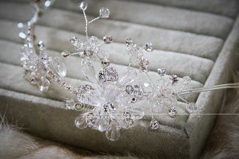 Luxury Wedding Headdress Jewelry Flower Crystal Beads Bridal Headband Hair Hoop Accessories