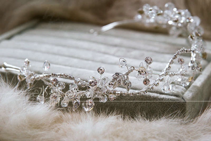 Luxury Wedding Headdress Jewelry Flower Crystal Beads Bridal Headband Hair Hoop Accessories