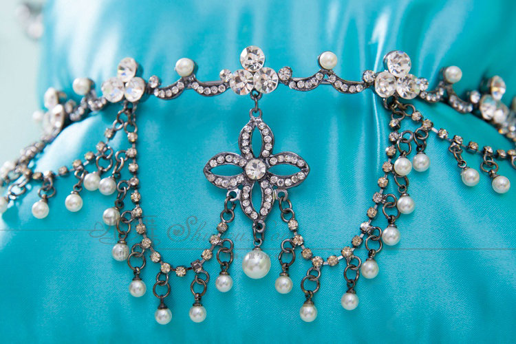 Luxury Wedding Jewelry Black Pearl Crystal Tassel Tiaras Bridal Rhinestone Headband Hair Hoop Accessories