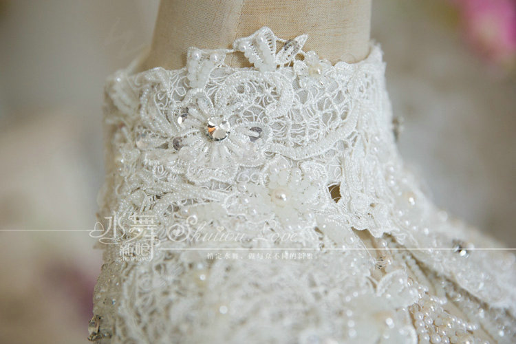 Luxury Wedding Jewelry Crystal Beads Lace Flower Bridal Necklace Shoulder Chain Accessories