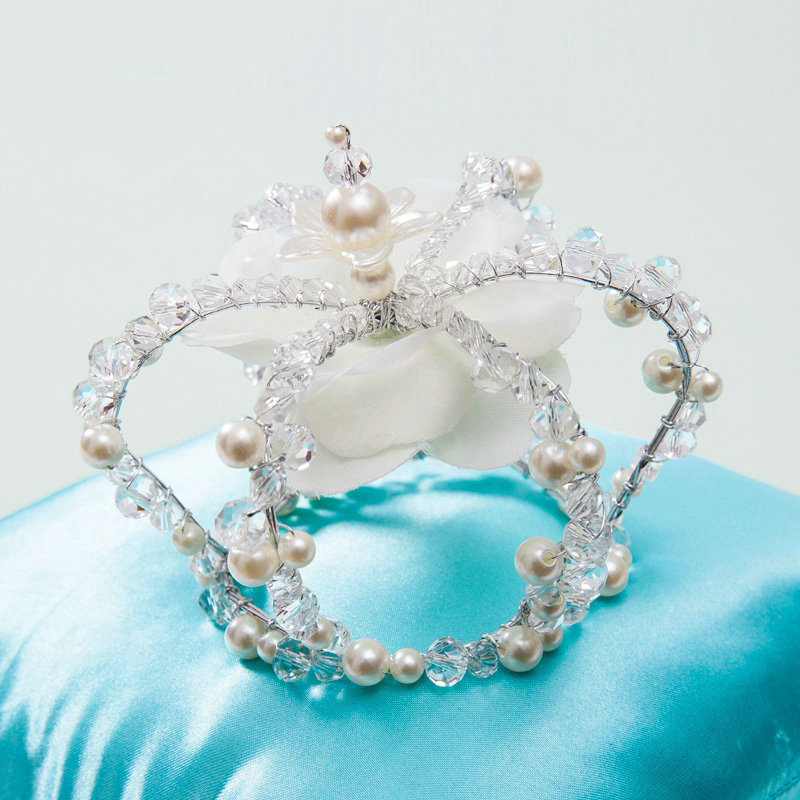 Luxury Wedding Jewelry Crystal Beads small Ring Pearl Tiaras Bridal Rhinestone Crown Hair Accessories