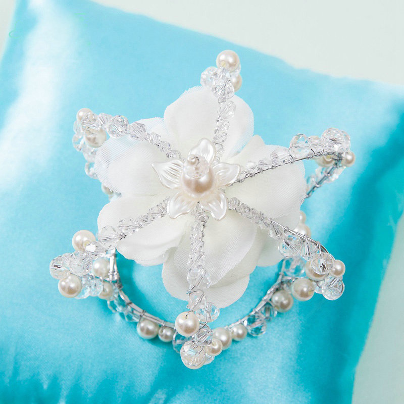 Luxury Wedding Jewelry Crystal Beads small Ring Pearl Tiaras Bridal Rhinestone Crown Hair Accessories