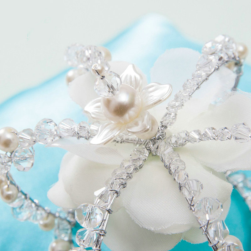 Luxury Wedding Jewelry Crystal Beads small Ring Pearl Tiaras Bridal Rhinestone Crown Hair Accessories