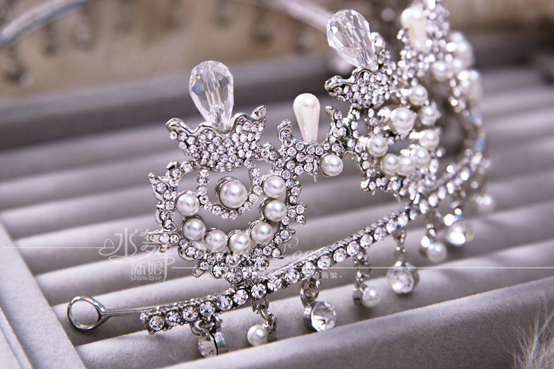 Luxury Wedding Jewelry Crystal Flower Pearl Tassel Tiaras Bridal Rhinestone Headband Hair Accessories
