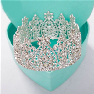Luxury Wedding Jewelry Crystal Large Ring Flower Tiaras Bridal Rhinestone Crown Hair Accessories