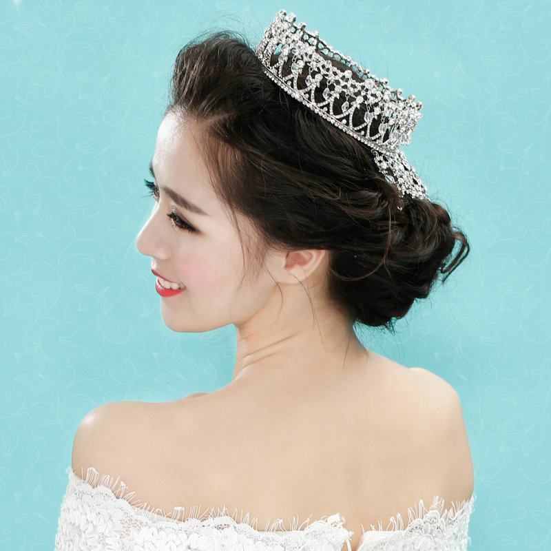 Luxury Wedding Jewelry Crystal Large Ring Tassel Tiaras Bridal Rhinestone Crown Hair Accessories
