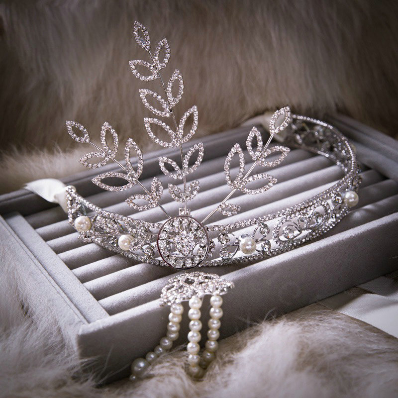 Luxury Wedding Jewelry Crystal Pearl Tassel Tiaras Bridal Rhinestone Crown Hair Accessories