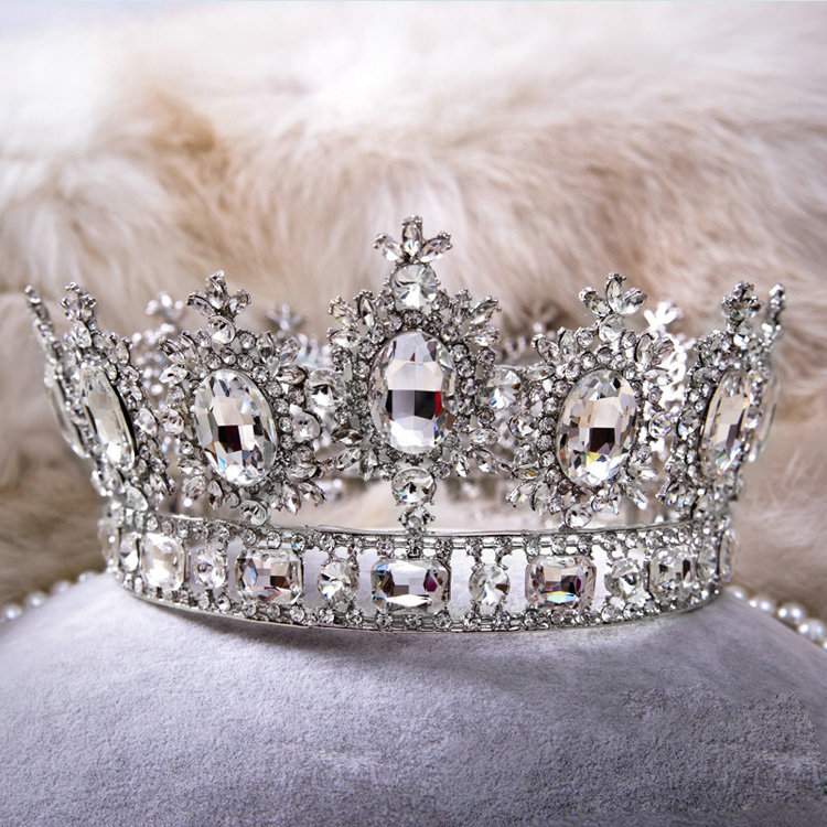 Luxury Wedding Jewelry Crystal White Large Ring Tiaras Bridal Rhinestone Crown Hair Accessories