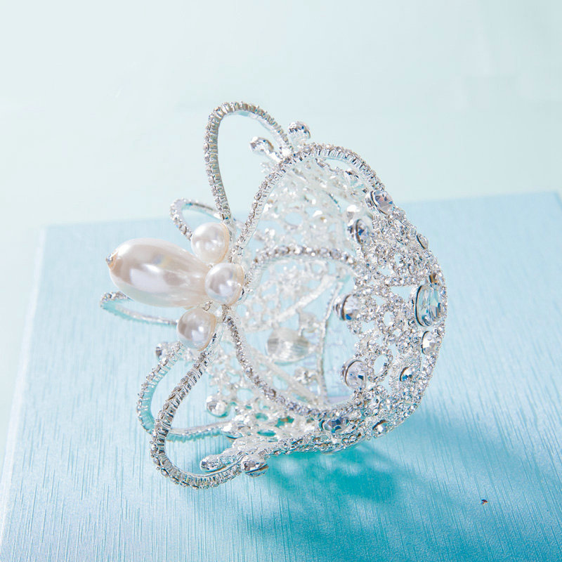Luxury Wedding Jewelry Crystal small Ring Pearl Flower Tiaras Bridal Rhinestone Crown Hair Accessories