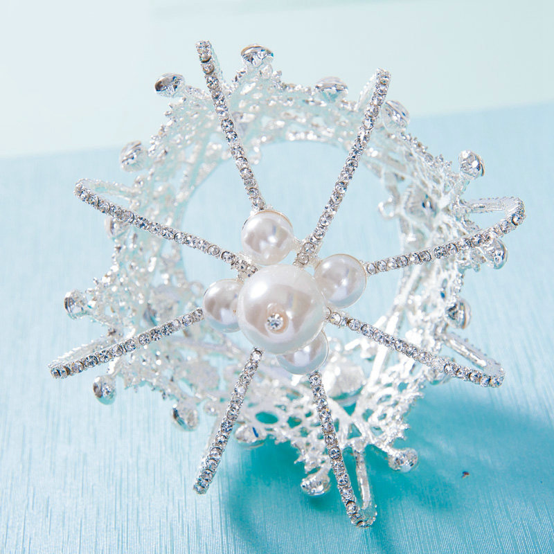 Luxury Wedding Jewelry Crystal small Ring Pearl Flower Tiaras Bridal Rhinestone Crown Hair Accessories