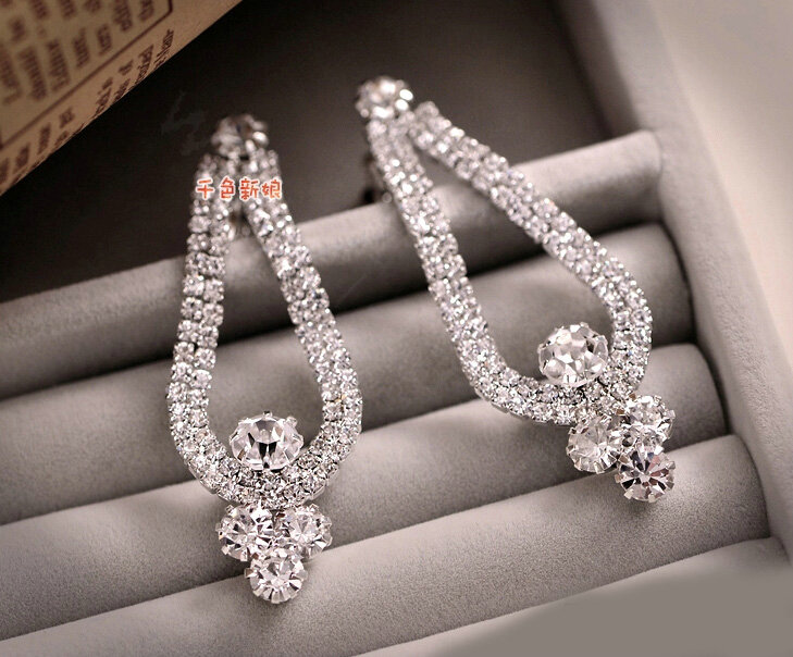 Luxury Wedding Jewelry Set for Bridal Crystal Hollow Flower Tiara & Earrings & Necklace Sets