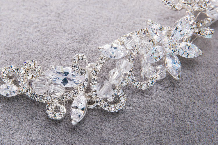 Luxury Wedding Jewelry Sets Crystal Beads Flower Tiara & Earrings & Bridal Zircon Statement Necklace