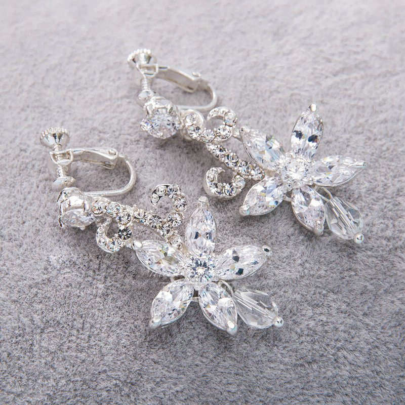 Luxury Wedding Jewelry Sets Crystal Beads Flower Tiara & Earrings & Bridal Zircon Statement Necklace