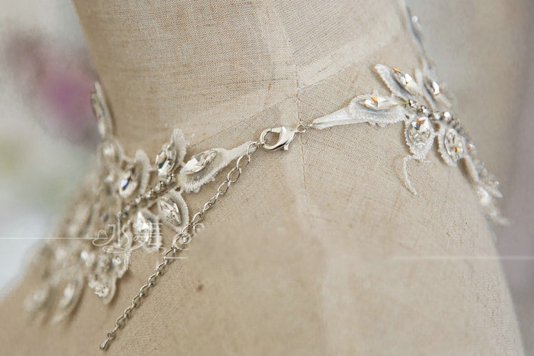 Luxury Wedding Jewelry Sets Crystal Flower Tiara & Earrings & Bridal Lace Necklace Shoulder Accessories