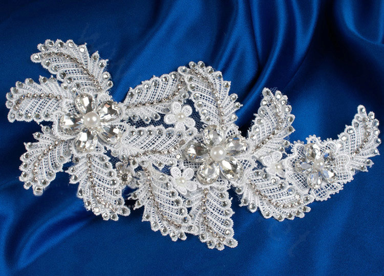 Luxury Wedding Jewelry Sets Crystal Lace Flower Headdress & Earrings & Bridal Rhinestone Necklace