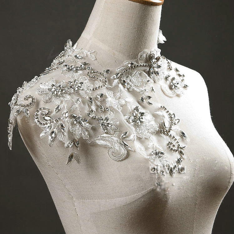 Luxury Wedding Jewelry Sets Earrings & Bridal Crystal Lace Embroidery Necklace Shoulder Accessories