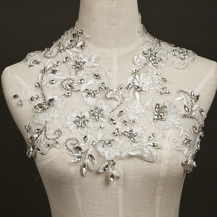 Luxury Wedding Jewelry Sets Earrings & Bridal Crystal Lace Embroidery Necklace Shoulder Accessories