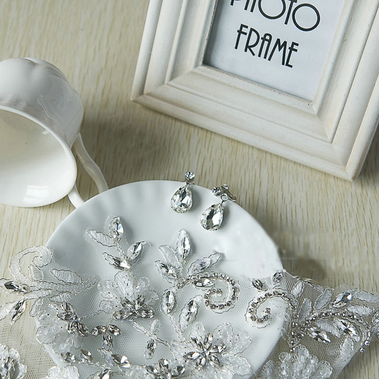 Luxury Wedding Jewelry Sets Earrings & Bridal Crystal Lace Embroidery Necklace Shoulder Accessories