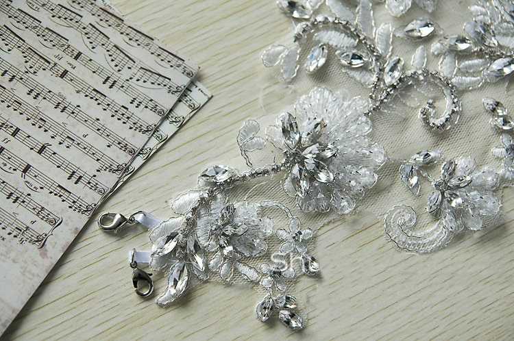 Luxury Wedding Jewelry Sets Earrings & Bridal Crystal Lace Embroidery Necklace Shoulder Accessories