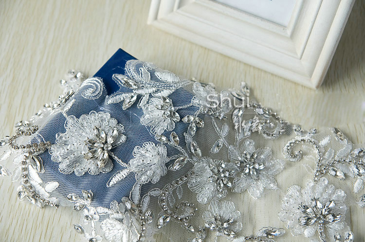 Luxury Wedding Jewelry Sets Earrings & Bridal Crystal Lace Embroidery Necklace Shoulder Accessories
