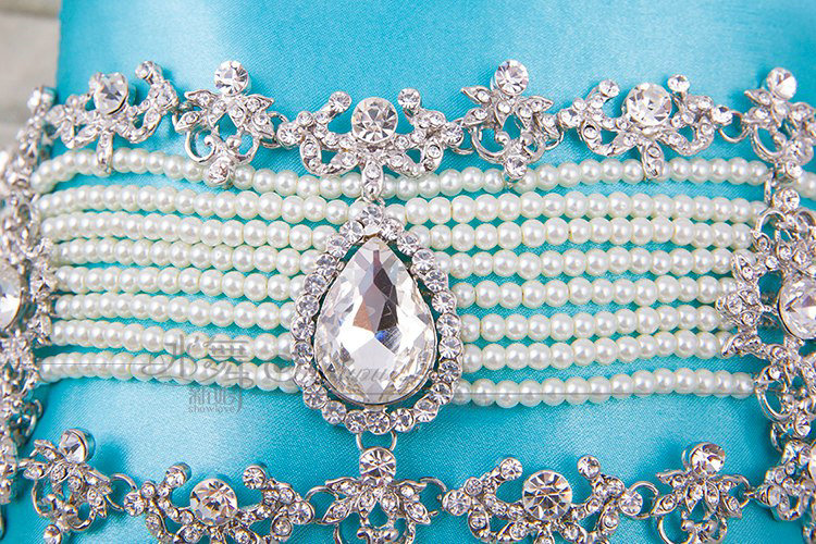 Luxury Wedding Jewelry Sets Multilayer Pearl Tassel Crystal Flower Tiara & Earrings & Bridal Necklace
