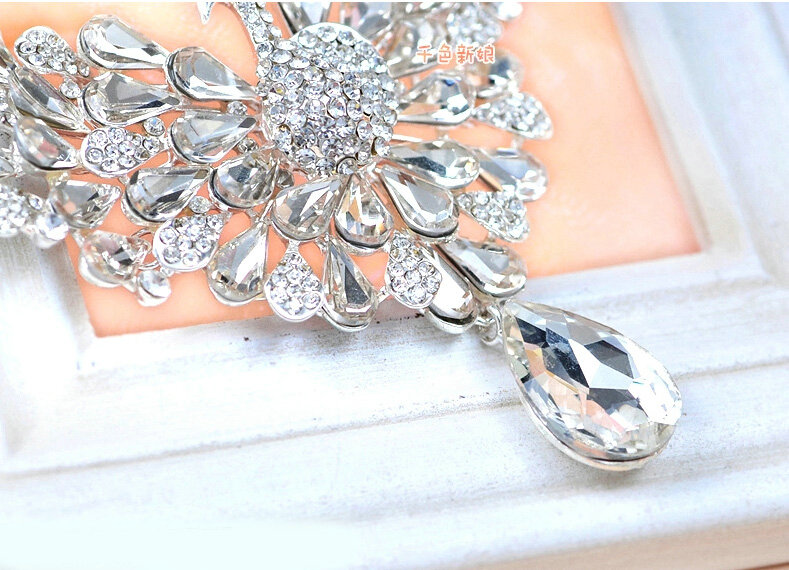 Luxury Wedding Jewelry Sets for Bridal Crystal Peacock Tiara & Earrings & Rhinestone Necklace