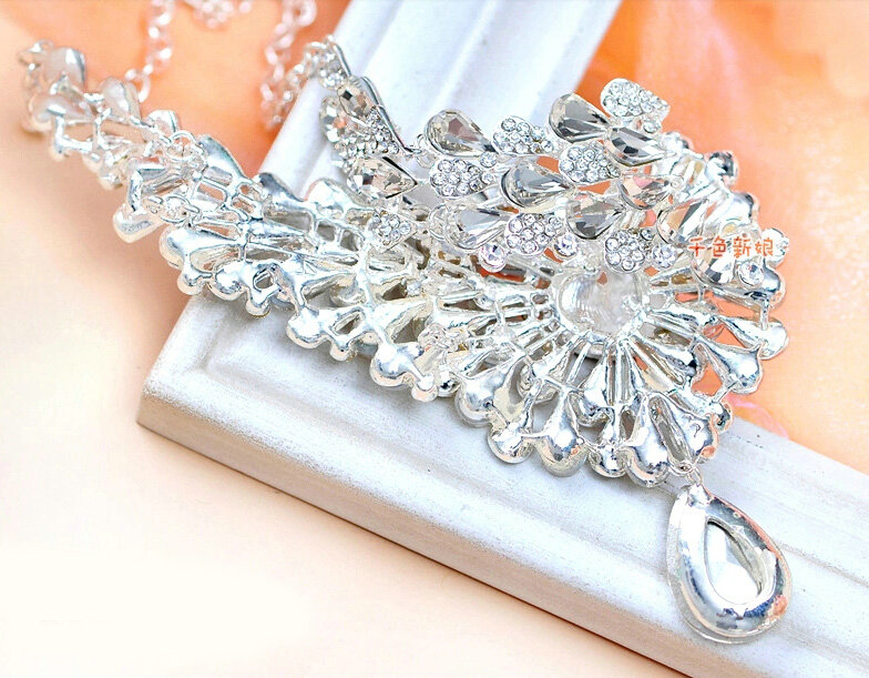 Luxury Wedding Jewelry Sets for Bridal Crystal Peacock Tiara & Earrings & Rhinestone Necklace