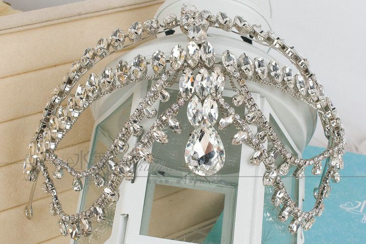 Luxury Wedding Jewelry Water-drop Tassel Crystal Tiaras Bridal Headband Rhinestone Hair Accessories