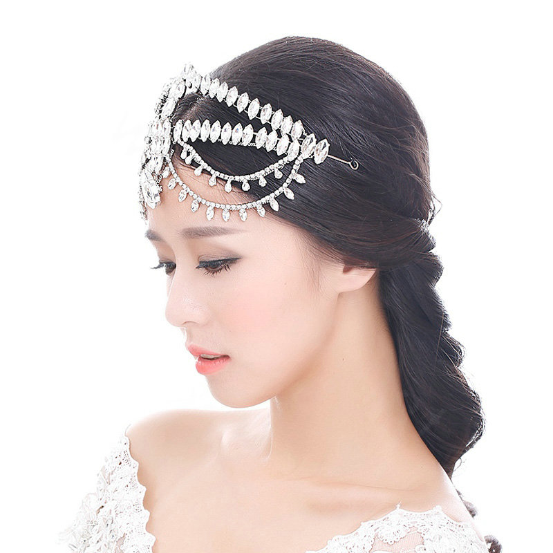 Luxury Wedding Jewelry Water-drop Tassel Crystal Tiaras Bridal Headband Rhinestone Hair Accessories
