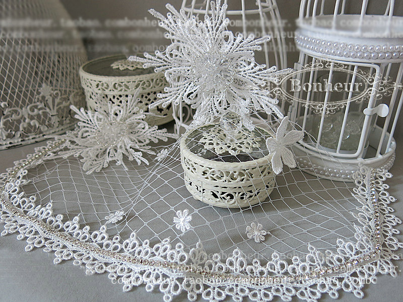 New High Quality Mesh Hairwear Crystal beads Lace Flower Bridal Hair Headband Wedding Hair Accessories