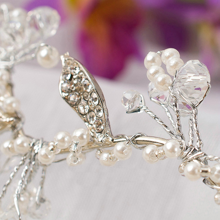 Retro Wedding Jewelry Flower Pearl Crystal Beads Tiaras Bridal Rhinestone Hair Headband Accessories