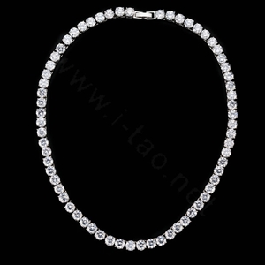 Simple Banquet Wedding Jewelry Sets Diamond Stud Earrings & Bridal Zircon Statement Necklace