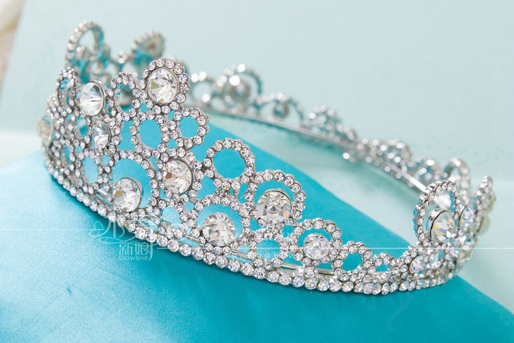 Unique Elegant Wedding Jewelry Crystal Large Ring Tiaras Bridal Rhinestone Crown Hair Accessories