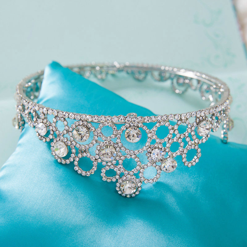 Unique Elegant Wedding Jewelry Crystal Large Ring Tiaras Bridal Rhinestone Crown Hair Accessories