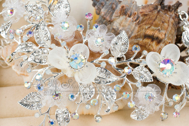 Unique Fashion Wedding Jewelry Sets AB Crystal Floral Earrings & Bridal Rhinestone Necklace