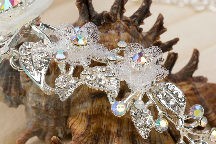 Unique Fashion Wedding Jewelry Sets AB Crystal Floral Earrings & Bridal Rhinestone Necklace