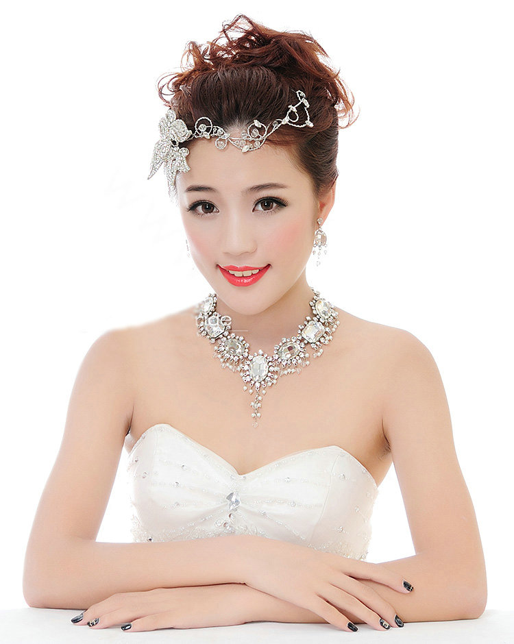 Unique Fashion Wedding Jewelry Sets Crystal Butterfly Tiara & Earrings & Bridal Rhinestone Necklace