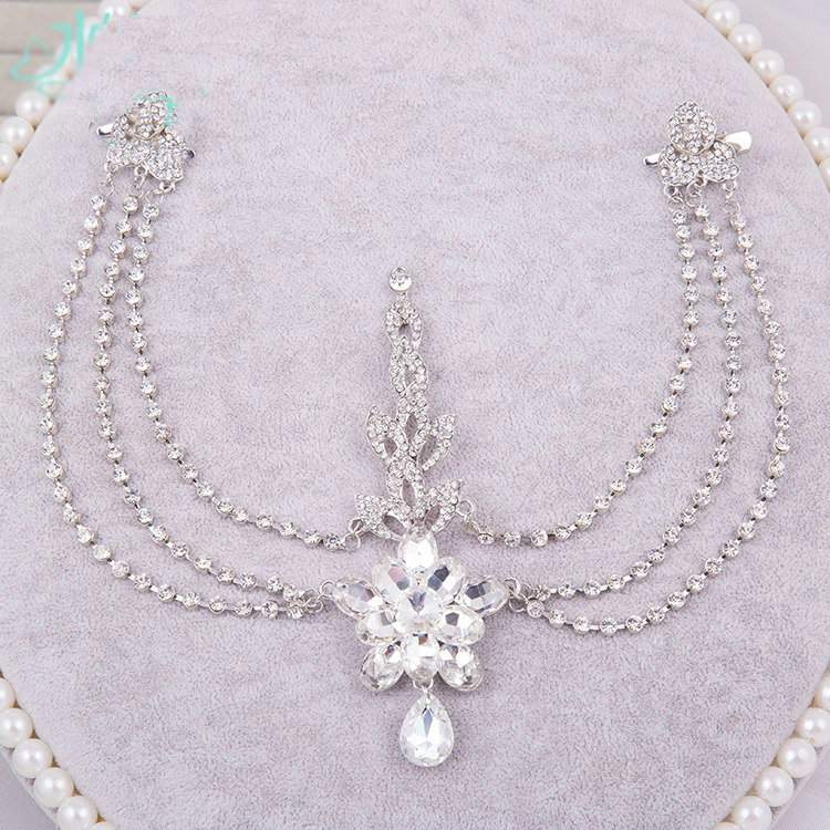 Unique Wedding Jewelry Sets Flower Crystal Headdress Tiara & Earrings & Bridal Rhinestone Necklace