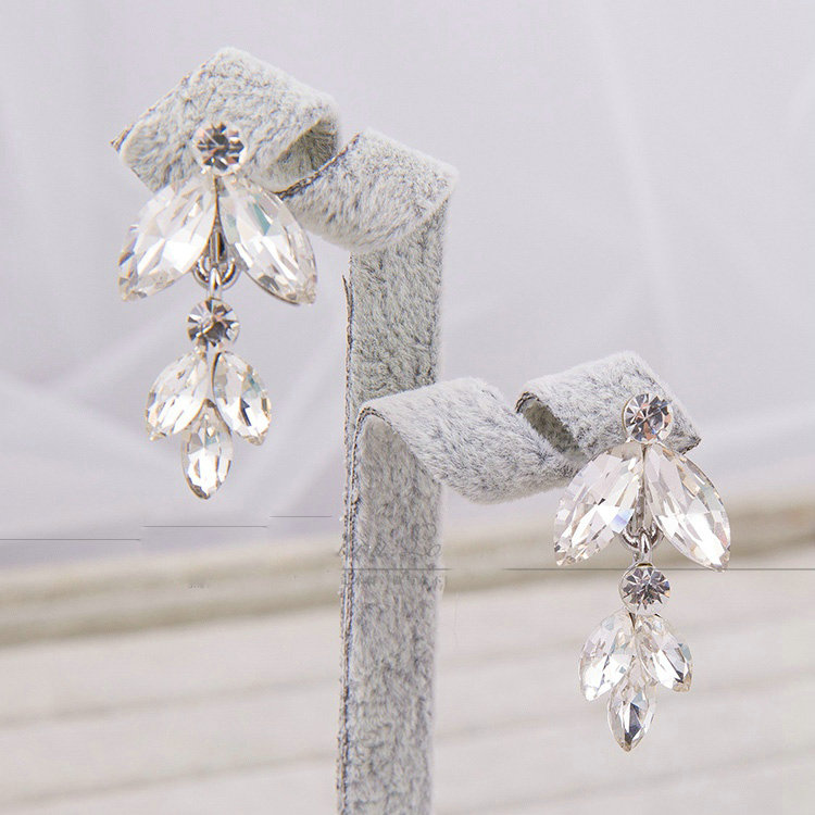 Unique Wedding Jewelry Sets Flower Crystal Headdress Tiara & Earrings & Bridal Rhinestone Necklace