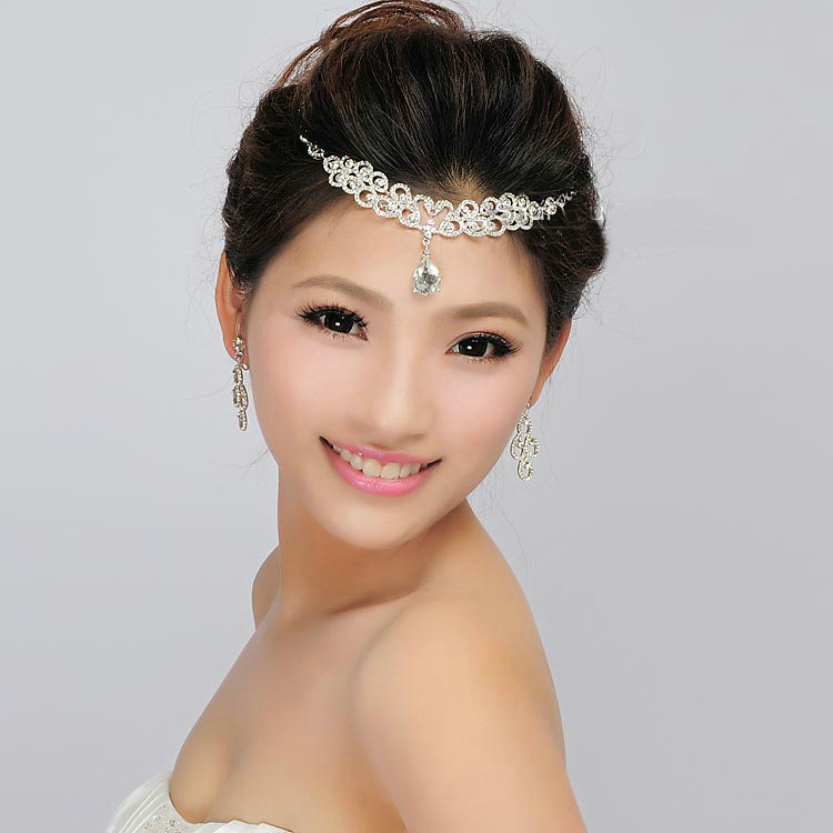 Unique Wedding Jewelry Sets Swan Flower Crystal Tiara & Earrings & Bridal Rhinestone Necklace