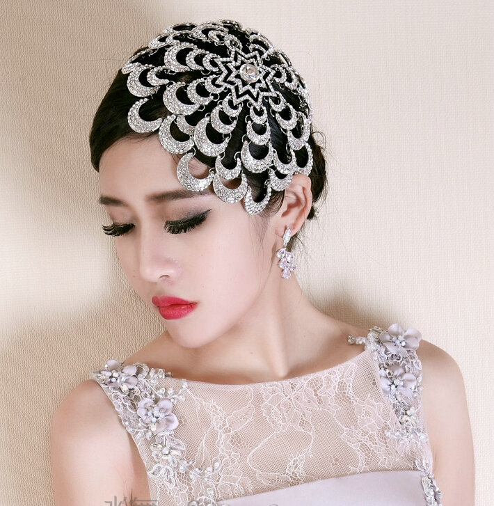 Wedding Exaggerated Headdress Jewelry Cobweb Crystal Bridal Headband Rhinestone Hair Accessories