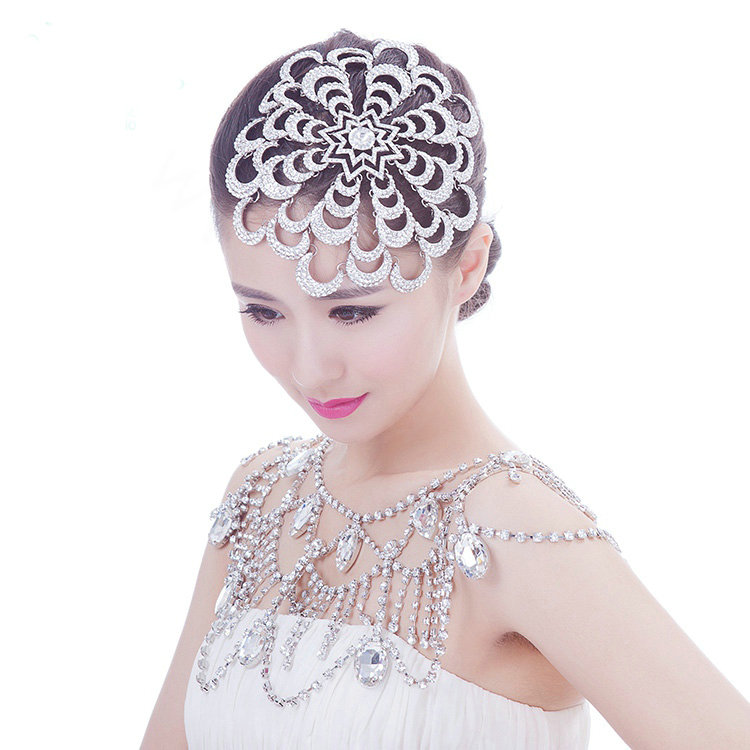 Wedding Exaggerated Headdress Jewelry Cobweb Crystal Bridal Headband Rhinestone Hair Accessories
