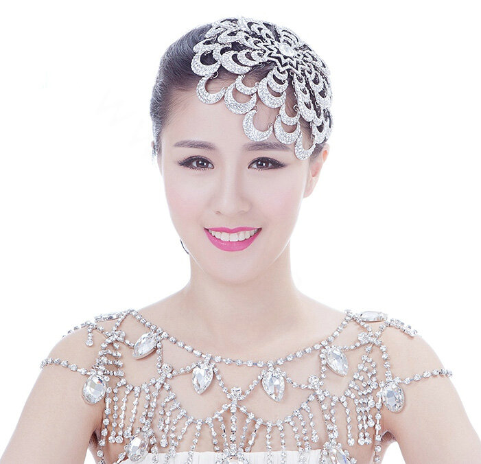 Wedding Exaggerated Headdress Jewelry Cobweb Crystal Bridal Headband Rhinestone Hair Accessories